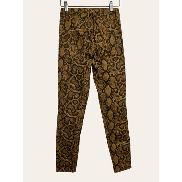 Zara Brown High Waist Snakeskin Print Skinny Jean Pants Size 4 - Picture 7 of 8